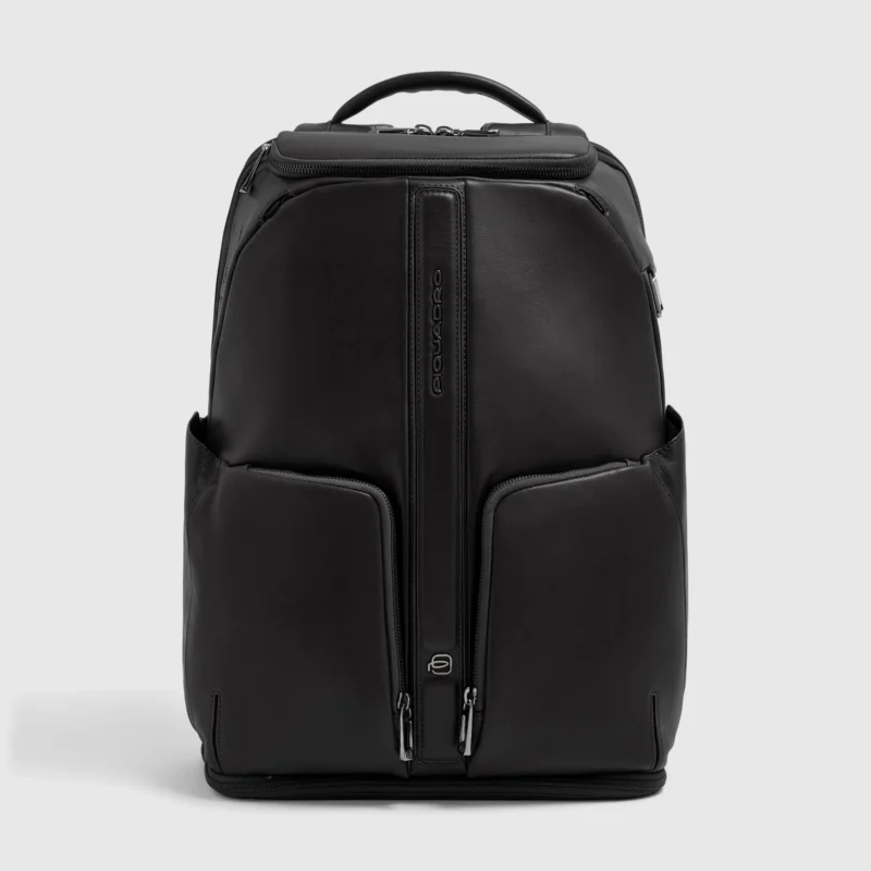 Two-Compartment Leather Laptop Backpack 15.6"