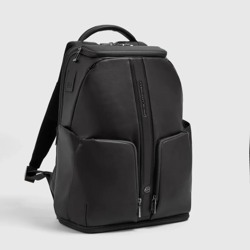 Two-Compartment Leather Laptop Backpack 15.6"