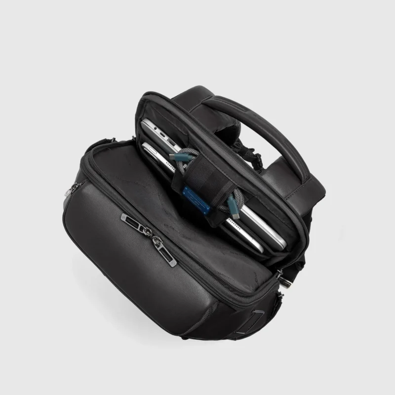 Two-Compartment Leather Laptop Backpack 15.6"
