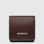 Square Leather Coin Purse with Button Closure