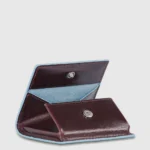 Square Leather Coin Purse with Button Closure