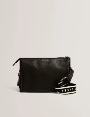LARINDA Webbing Strap Leather Crossbody Bag