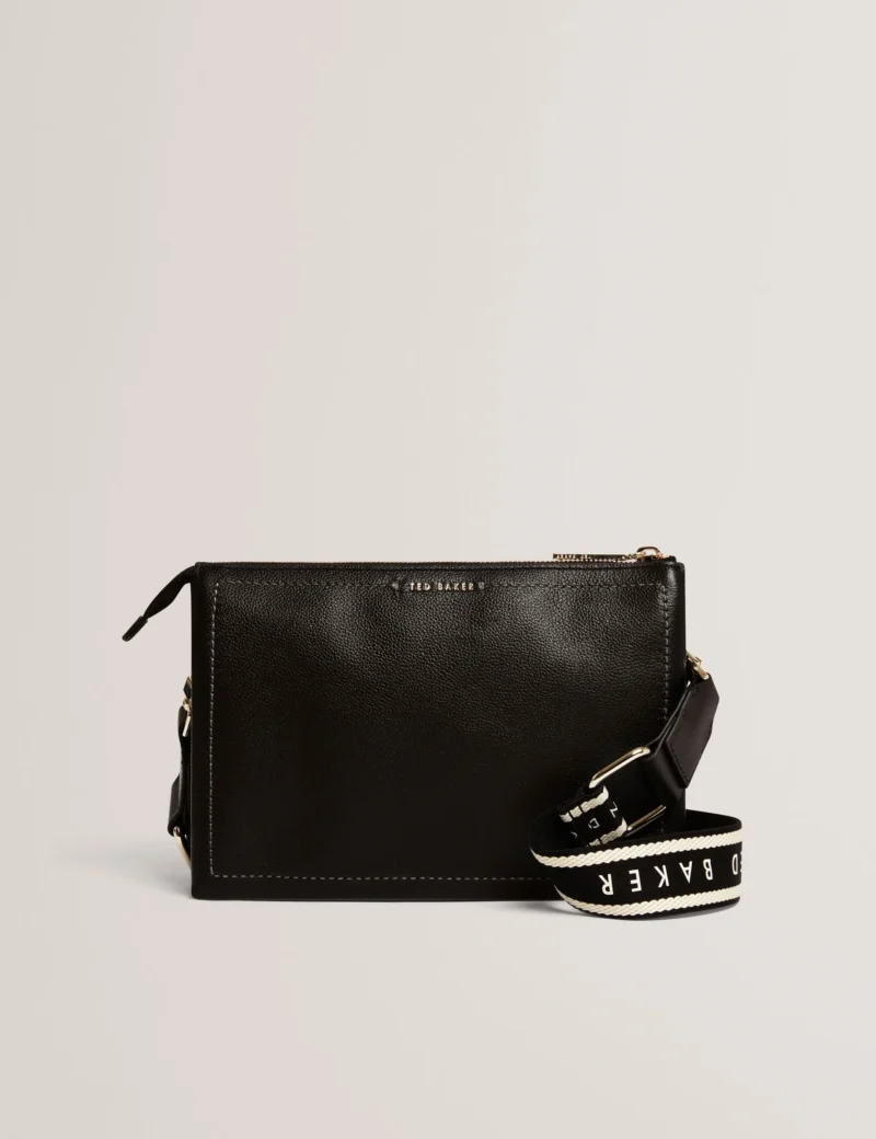 LARINDA Webbing Strap Leather Crossbody Bag