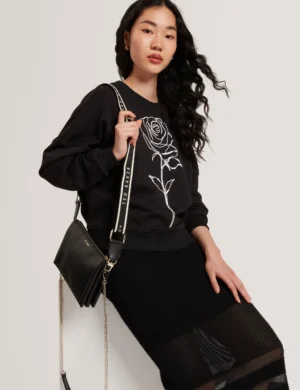 LARINDA Webbing Strap Leather Crossbody Bag