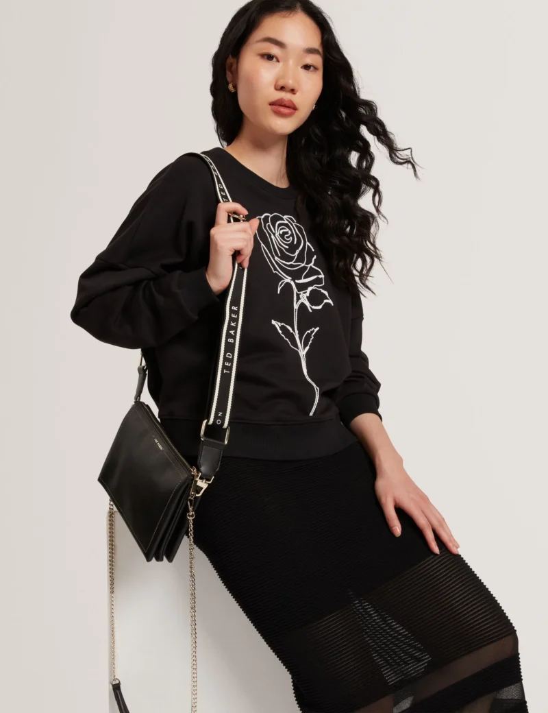 LARINDA Webbing Strap Leather Crossbody Bag