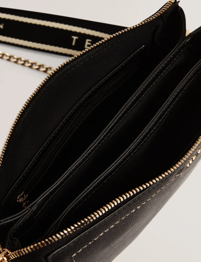 LARINDA Webbing Strap Leather Crossbody Bag