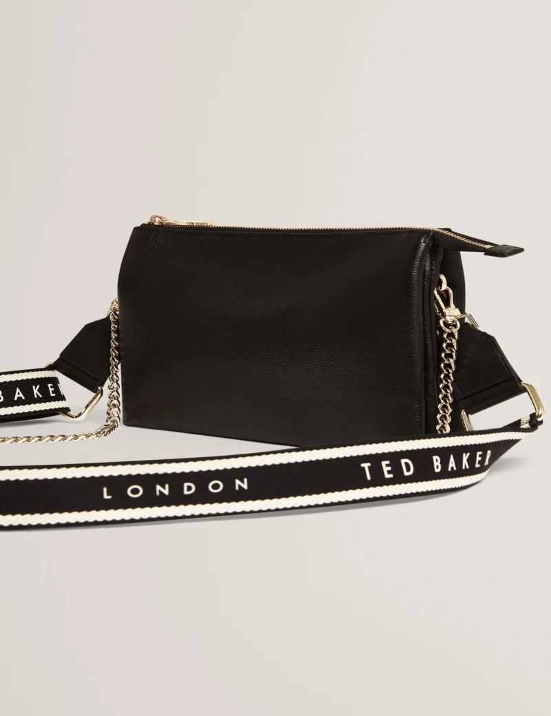 LARINDA Webbing Strap Leather Crossbody Bag