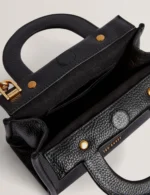 RONIAA Grab Handle Small Leather Tote Bag