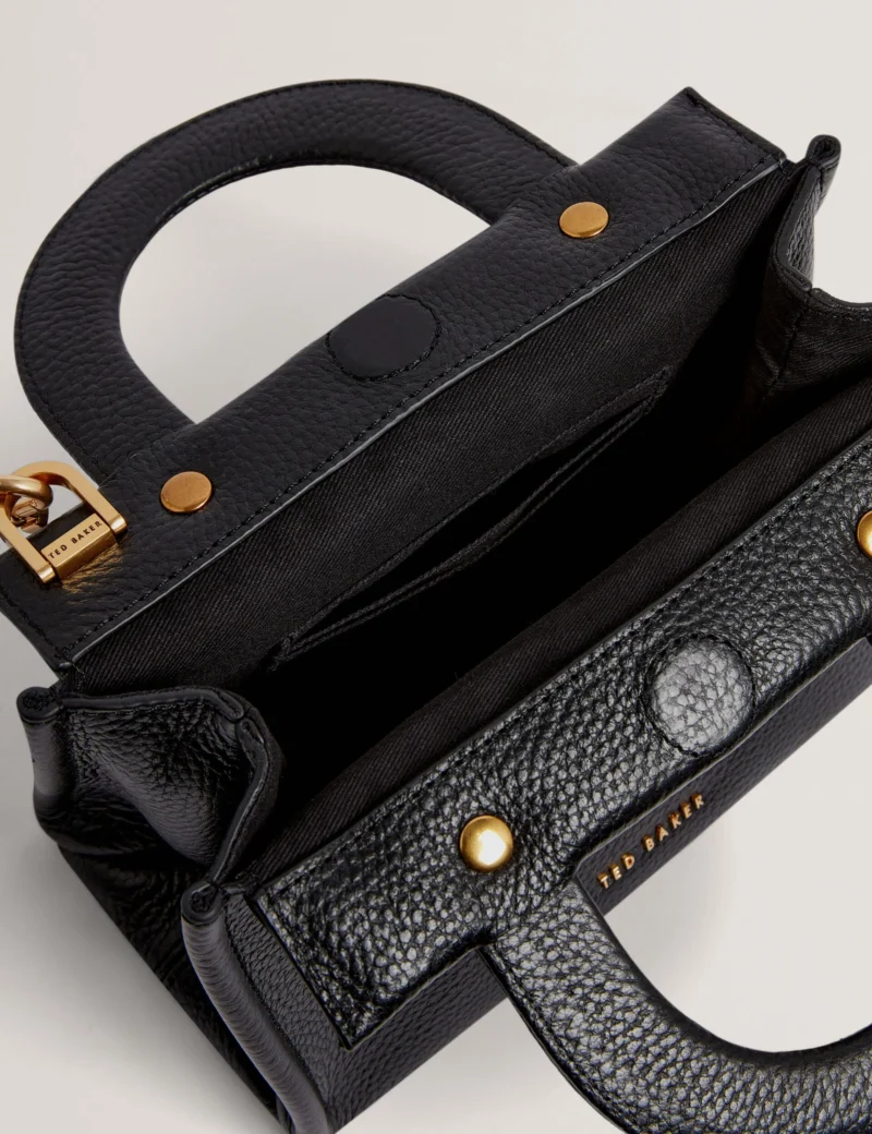 RONIAA Grab Handle Small Leather Tote Bag