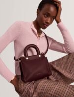 RONIAA Grab Handle Small Leather Tote Bag