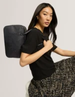LAUNIA Webbing Detail Non Leather Shoulder Bag
