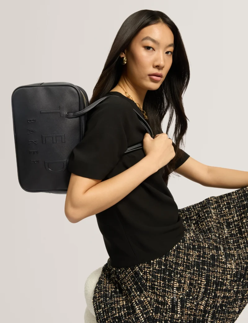 LAUNIA Webbing Detail Non Leather Shoulder Bag